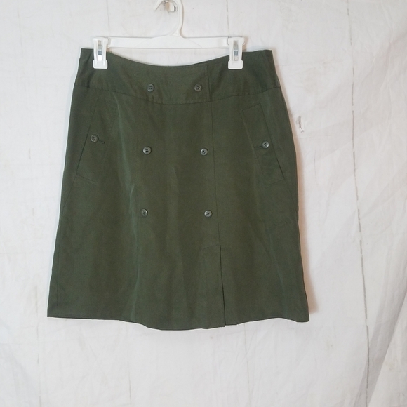 Cass Olive Green Faux Button-Front Skirt - Picture 3 of 10
